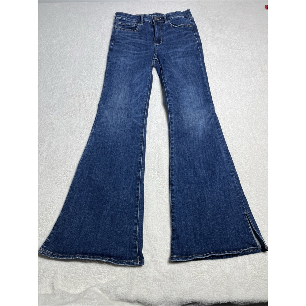 American Eagle Jeans Womens 6 Blue Super High Rise Split Leg Flare Next Level